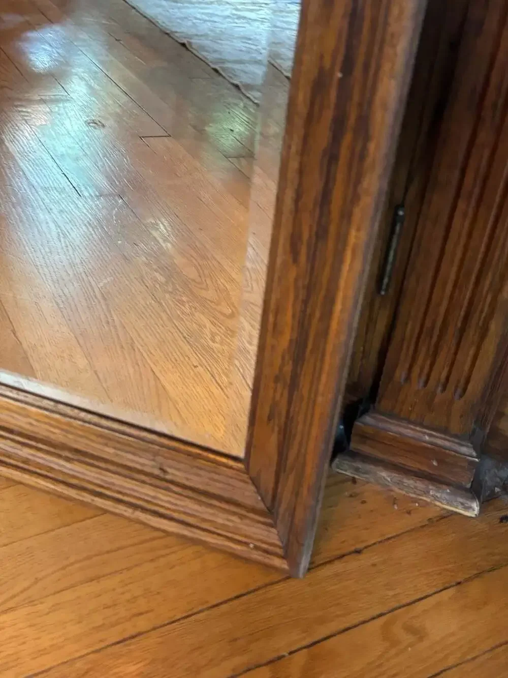 Vintage Uttermost Solid Oak Wood Framed Beveled Wall Mirror